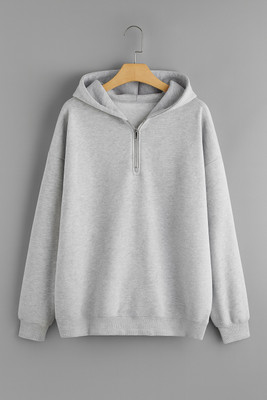 vownz Solid Hooded Neck Casual Men Grey Sweater