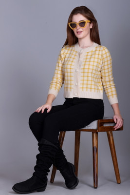BlessIntimates Solid V Neck Casual Women Blue Sweater