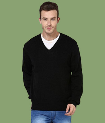 ZAKOD Solid V Neck Casual Men Black Sweater