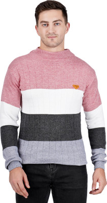 LUFEEP Striped Round Neck Casual Men Multicolor Sweater