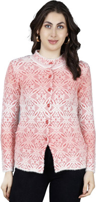 HITTIKA Self Design V Neck Casual Women Orange Sweater