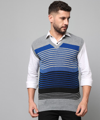 HEMLOCK Striped V Neck Casual Men Multicolor Sweater