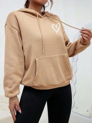 SILVANUS Solid Hooded Neck Casual Women Brown Sweater