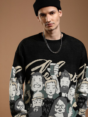 HIGHLANDER Self Design Round Neck Casual Men Multicolor Sweater