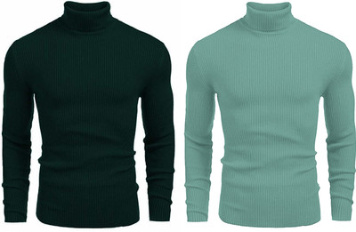 Cat Bunny Solid High Neck Casual Men Multicolor Sweater