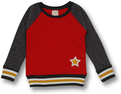 COMPOUND Self Design Round Neck Casual Baby Boys Red Sweater