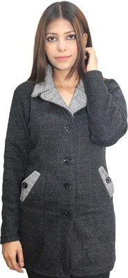Hautemoda Solid Collared Neck Casual Women Black Sweater