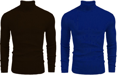 Cat Bunny Solid High Neck Casual Men Multicolor Sweater