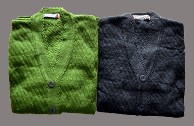 Shunit creation Self Design V Neck Lounge Wear Women Green, Black Sweater