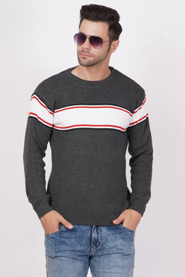 FUKUSO Striped Round Neck Casual Men Multicolor Sweater