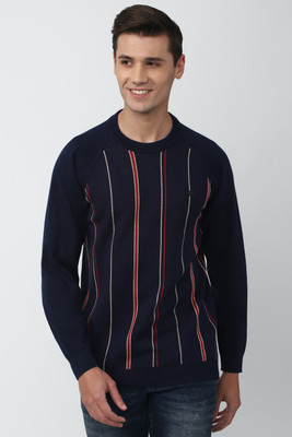 PETER ENGLAND Woven Round Neck Casual Men Multicolor Sweater