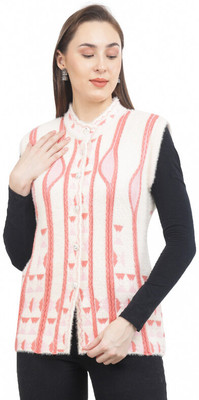 HITTIKA Striped Round Neck Casual Women Pink Sweater