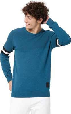 MUFTI Striped Round Neck Casual Men Multicolor Sweater