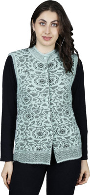 HITTIKA Self Design Round Neck Casual Women Light Green Sweater