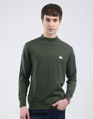 MONTE CARLO Solid Turtle Neck Casual Men Green Sweater