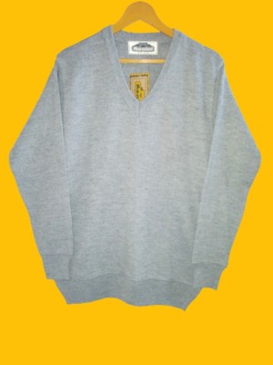 SAK Solid V Neck Casual Men Grey Sweater