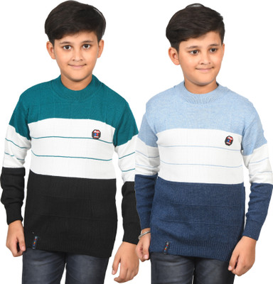 BADOS Colorblock Round Neck Casual Boys Multicolor Sweater