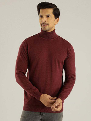 INDIAN TERRAIN Solid Turtle Neck Casual Men Blue Sweater
