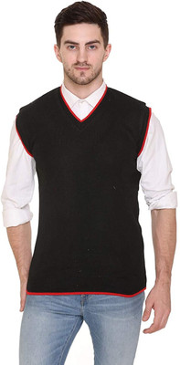 ZAKOD Solid V Neck Casual Men Black Sweater