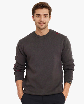 RARE RABBIT Printed Crew Neck Casual Men Grey Sweater