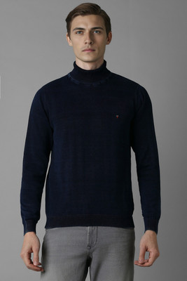 LOUIS PHILIPPE Solid Turtle Neck Casual Men Dark Blue Sweater