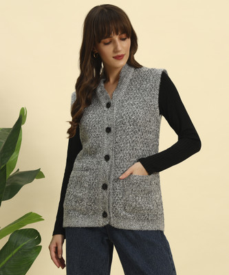 KILVESTED Woven High Neck Casual Women Grey Sweater