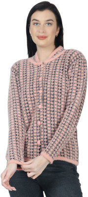 HITTIKA Woven Round Neck Casual Women Pink Sweater