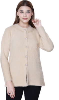 FASHIONLOOK Solid Round Neck Casual Women Beige Sweater