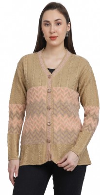 chatanya Self Design Round Neck Casual Women Beige Sweater