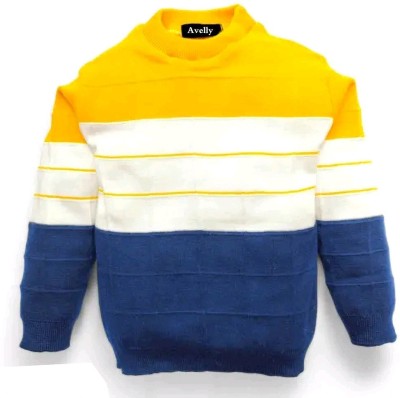 Ruaafashion Colorblock Round Neck Casual Boys & Girls Yellow Sweater