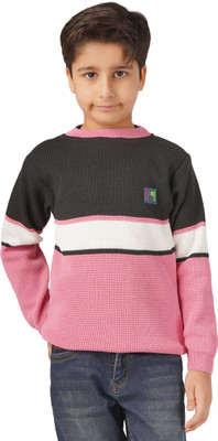 BADOS Colorblock Round Neck Casual Boys Multicolor Sweater
