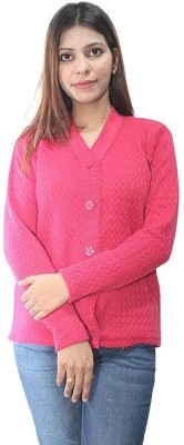 Hautemoda Solid V Neck Casual Women Pink Sweater