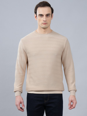 CANTABIL Solid Round Neck Casual Men Beige Sweater