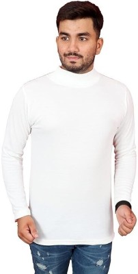 ZAKOD Solid High Neck Casual Men White Sweater