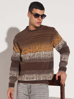 SHOWOFFFF Striped Round Neck Casual Men Multicolor Sweater
