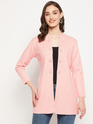 Zigo Solid Mandarin Neck Casual Women Pink Sweater