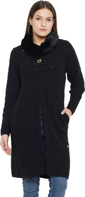 DUKE Chevron/Zig Zag High Neck Casual Women Black Sweater