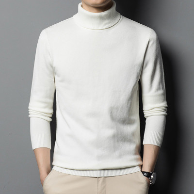 sarah Enterprises Solid Turtle Neck Casual Men White Sweater