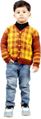 goofy styles Checkered V Neck Casual Boys Multicolor Sweater