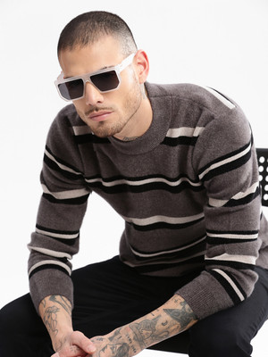 SHOWOFFFF Striped Round Neck Casual Men Multicolor Sweater