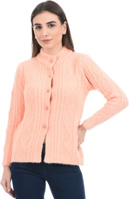 Cloak & Decker By Monte Carlo Self Design High Neck Casual Women Pink Sweater