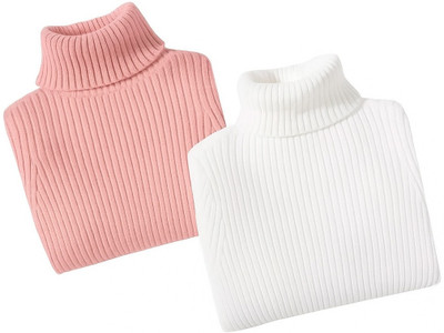 Doyal Collections Self Design Turtle Neck Casual Baby Boys & Baby Girls Reversible White, Pink Sweater
