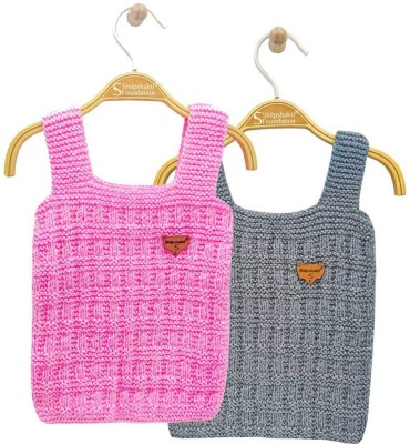 wegmans Woven Square Neck Casual Baby Boys & Baby Girls Pink, Grey Sweater