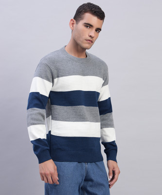 MORKEL Colorblock Round Neck Casual Men Multicolor Sweater