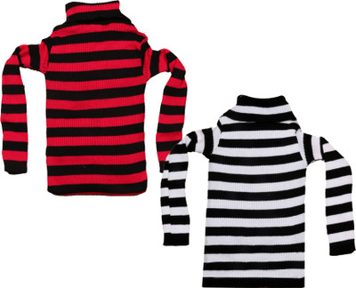 MTI FASHIONS Striped High Neck Casual Baby Boys Multicolor Sweater