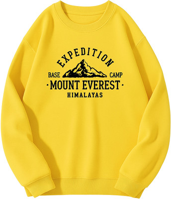 Saigarments Printed Round Neck Formal Men Yellow Sweater