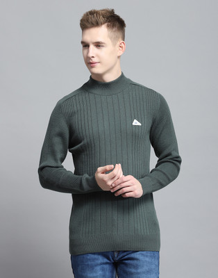 MONTE CARLO Solid Turtle Neck Casual Men Green Sweater