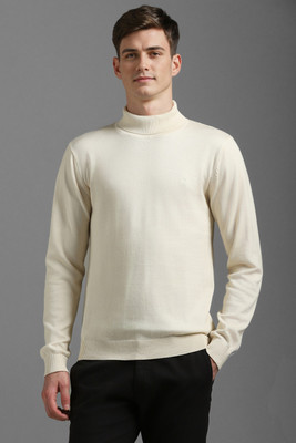 LOUIS PHILIPPE Solid Turtle Neck Casual Men Beige Sweater