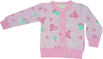 RUDRA KA Printed Round Neck Casual Baby Boys & Baby Girls Pink Sweater
