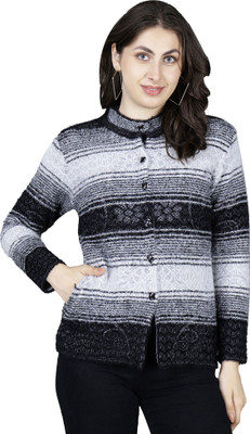 HITTIKA Self Design Round Neck Casual Women Black Sweater